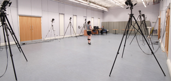 An example of a Gait Lab - this one is at Strathclyde University. The test subject walks/runs between the cameras with sensors attached to their legs so that a computer can recreate the motions they pick up. This is similar to the technology used to create film characters like Gollum in The Lord of the Rings.